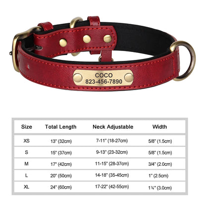 Personalized Dog Collar Custom Engraved PU Leather Dog Collars Free Engraving ID Tag Nameplate For Small Medium Large Dogs