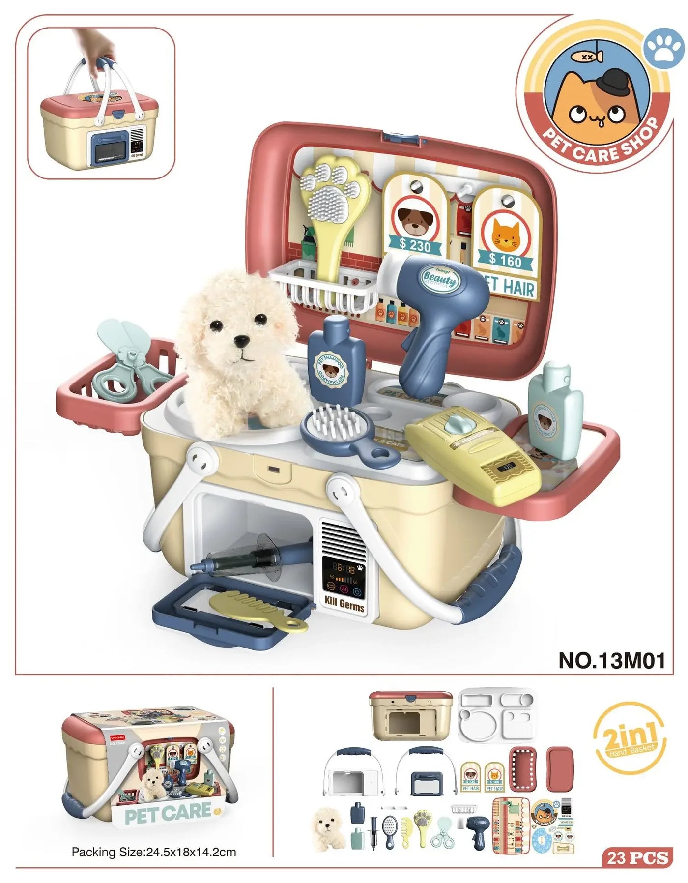 Pet Care Playset with Stuffed Dog Plush