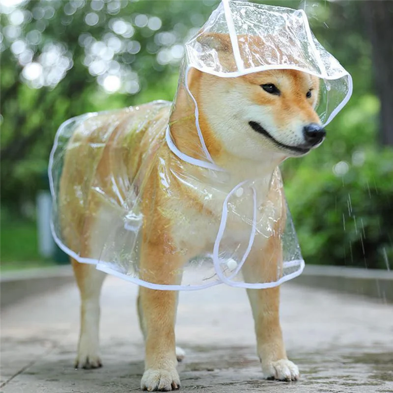 L-Pet Dog Puppy Transparent Rainwear Raincoat Pet Hooded Waterproof Jacket Clothes Soft Dog Raincoat Puppy Rain Poncho Durable-A