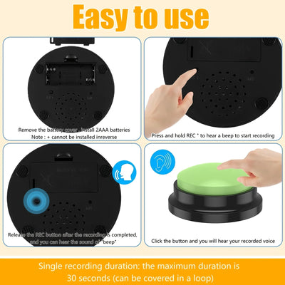 Pet Communication Button, Recordable Talking Training Buzzer, Dog Interaction Toy, Voice Recording Cat Play Button, Durable Plas